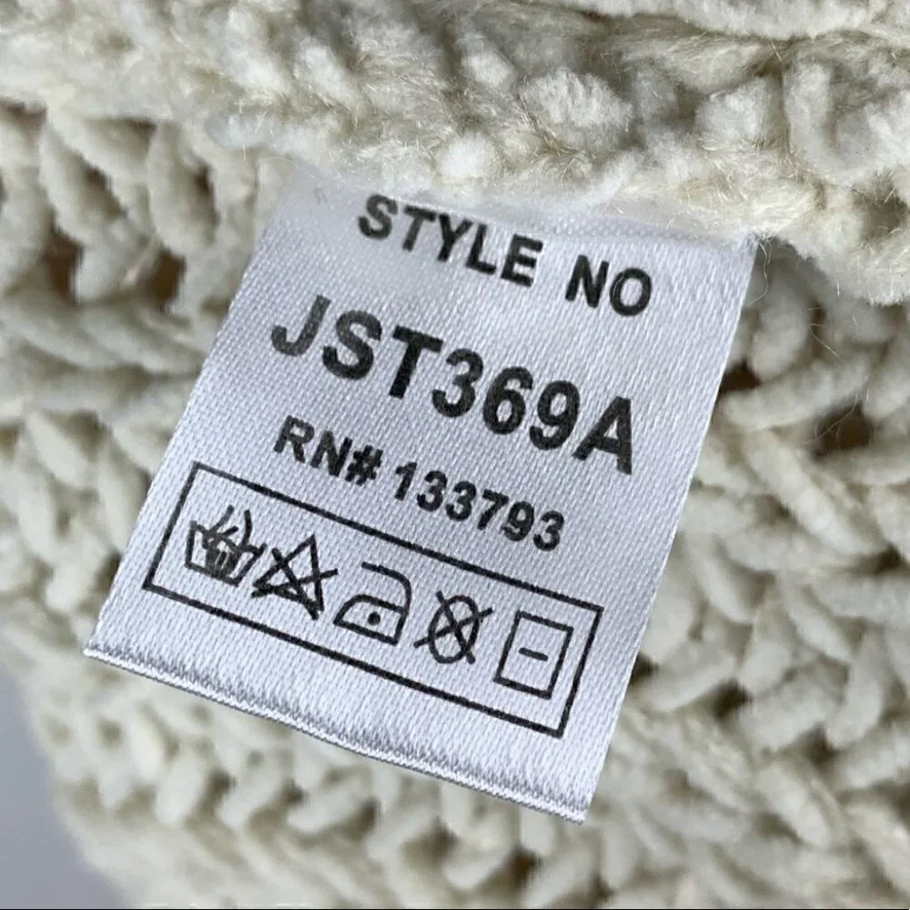 POL Womens sweater size L cream pink open knit chunky v-beck